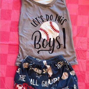 Boys' Baseball Themed Matching Set - Gray and Blue bubble shirts 6-12 months